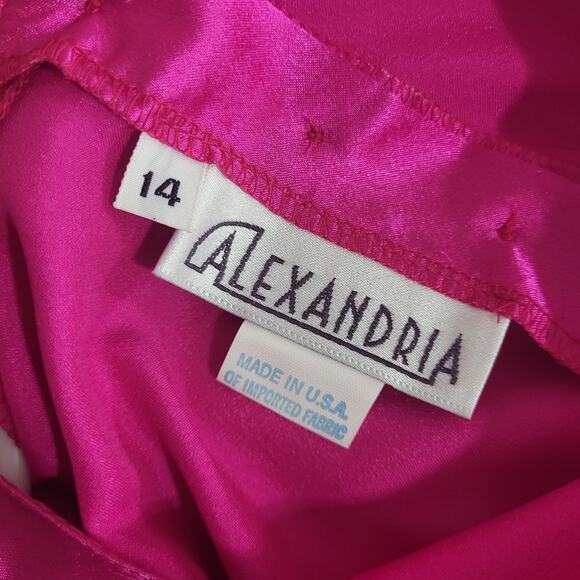 ALEXANDRIA Vintage Blouse Womens Size 14 Pink Fuchsia Short Sleeve 80s Statement - Picture 3 of 10